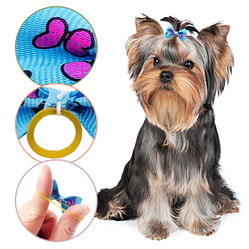 PET SHOW 300pcs 150pairs Small Dog Hair Bows with Rubber Bands Bulk Bowknot for Yorkshire Girls Topknot Cat Puppy Headdress Grooming Hair Accessories Random Color for Groomers - Image 3
